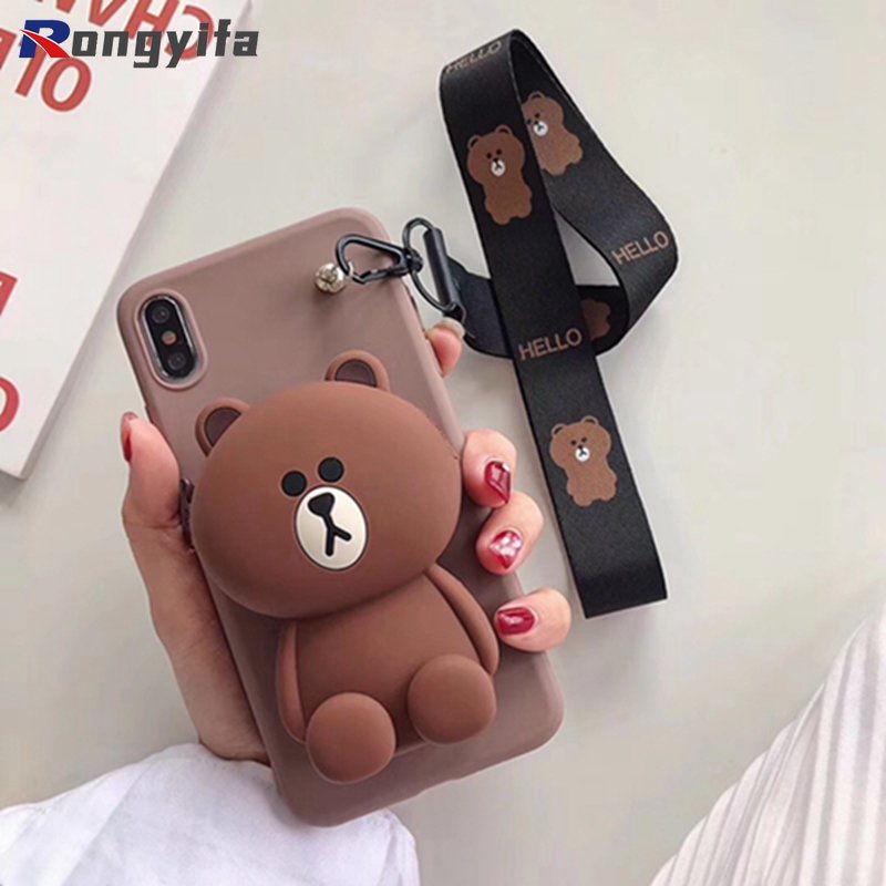 Ốp Điện Thoại Có Ví Đựng Tiền Xu Hình Hoạt Hình 3D Kèm Dây Đeo Cho Vivo Y17 Y15 Y13 Y12 Y11 V7 Plus V5 V5S