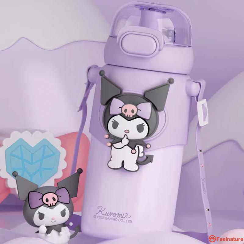 Bình Nước Thể Thao Mùa Hè Hoạt Hình Kuromi 600Ml Cốc Uống Nước Đôi Dễ Mang Theo Cốc Nước Có Tay Cầm Tiện Dụng VN