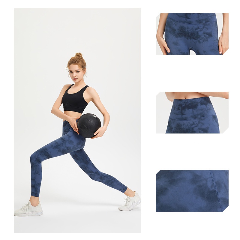 Quần Legging Tập Yoga Lưng Cao Co Giãn Hai Mặt Màu Nhuộm Phong Cách Âu Mỹ Thời Trang Xuân Hè