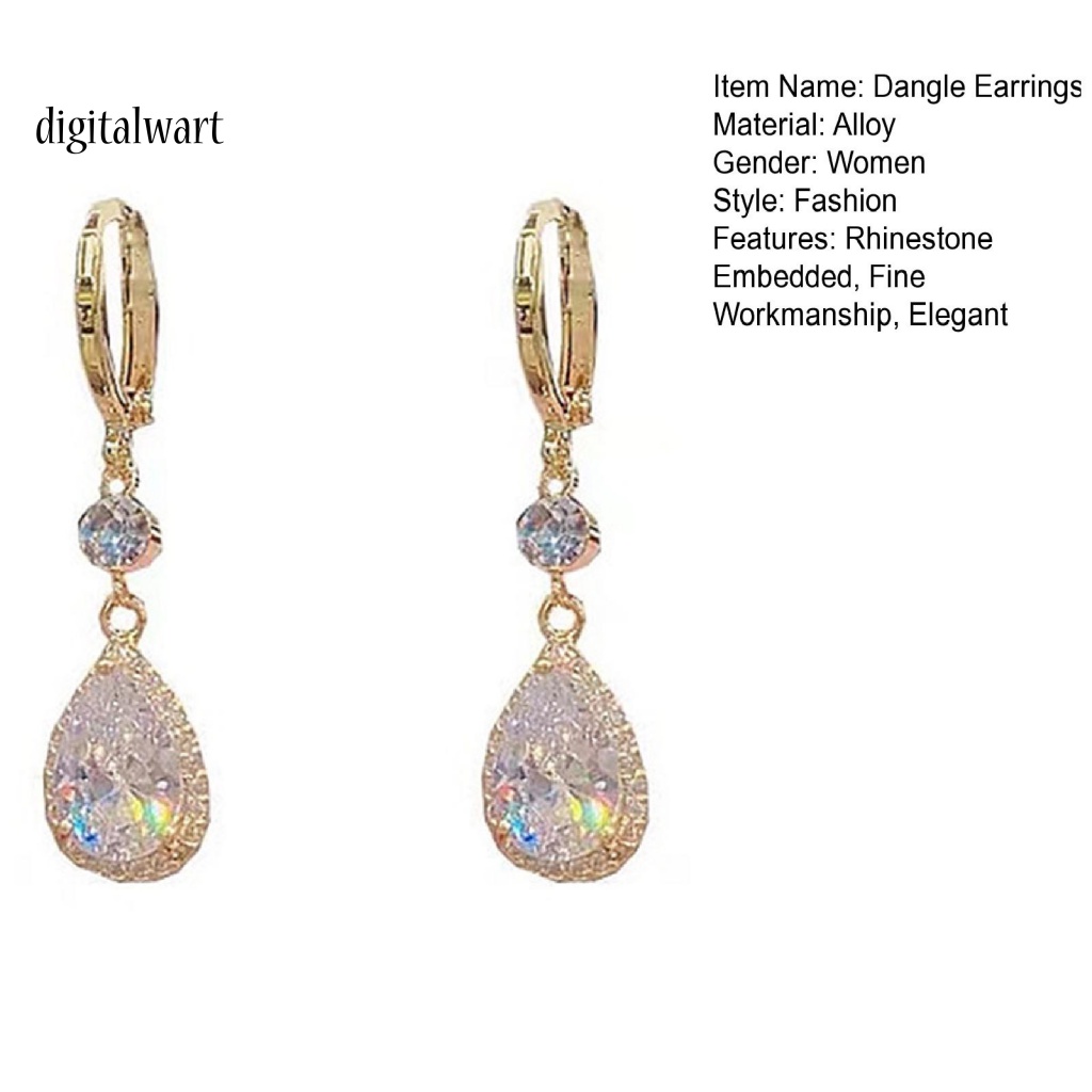 Kỹ Thuật Số| 1 Đôi Bông Tai Hình Giọt Nước Đính Đá Lấp Lánh Không Gây Dị Ứng Thời Trang Cho Nữ