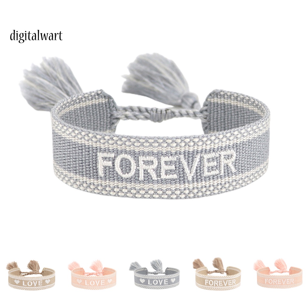 Kỹ Thuật Số| Vòng Đeo Tay Dạng Quấn Thêu Chữ n Phối Dây Tua Rua Tinh Tế Thời Trang Cho Bạn Bè