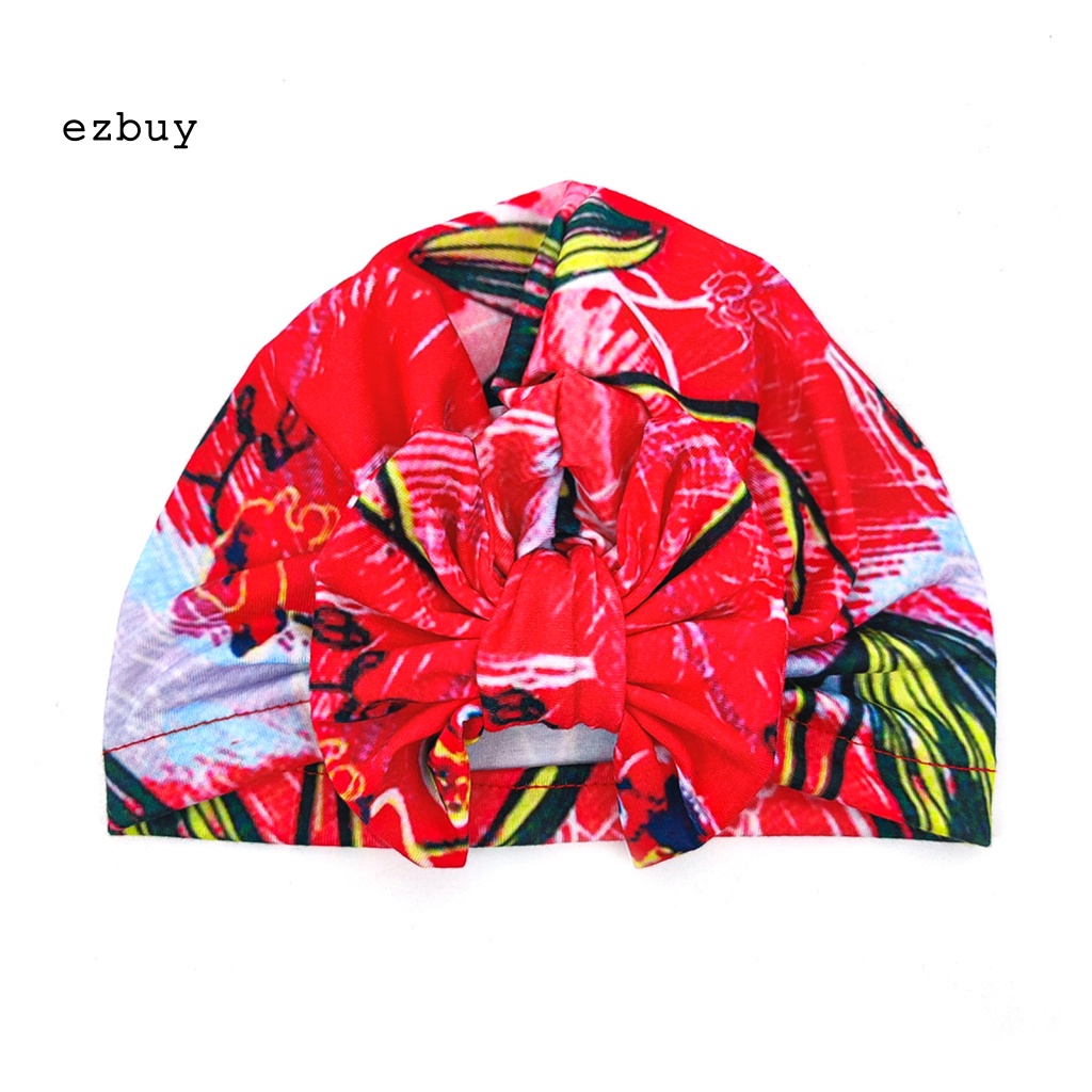 Mũ Vải Co Giãn Thoáng Khí Thắt Nơ In Hoa Dành Cho Bé