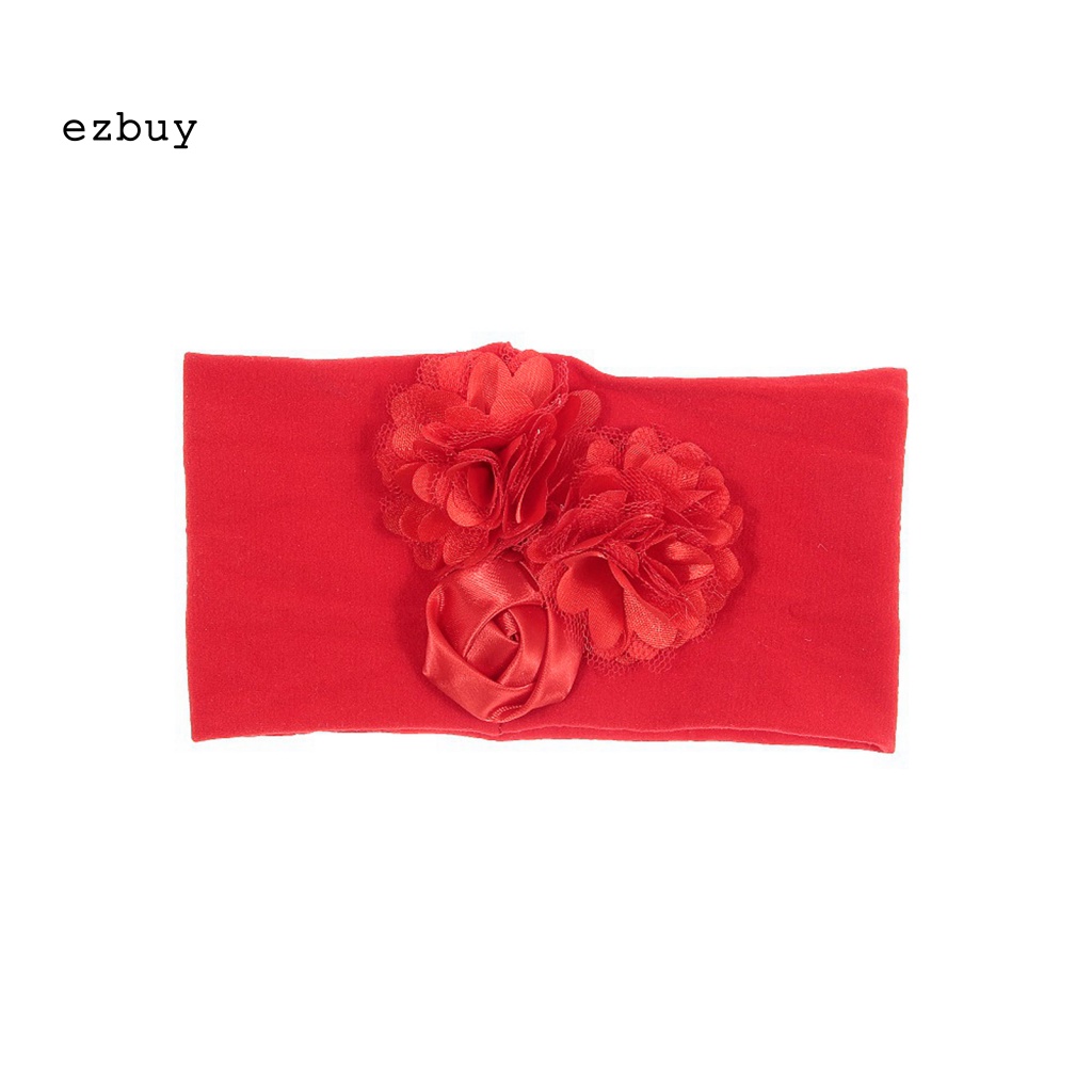 Băng Đô Hoa Hồng Vải Bản Rộng Co Giãn Trang Trí Dành Cho Bé Gái