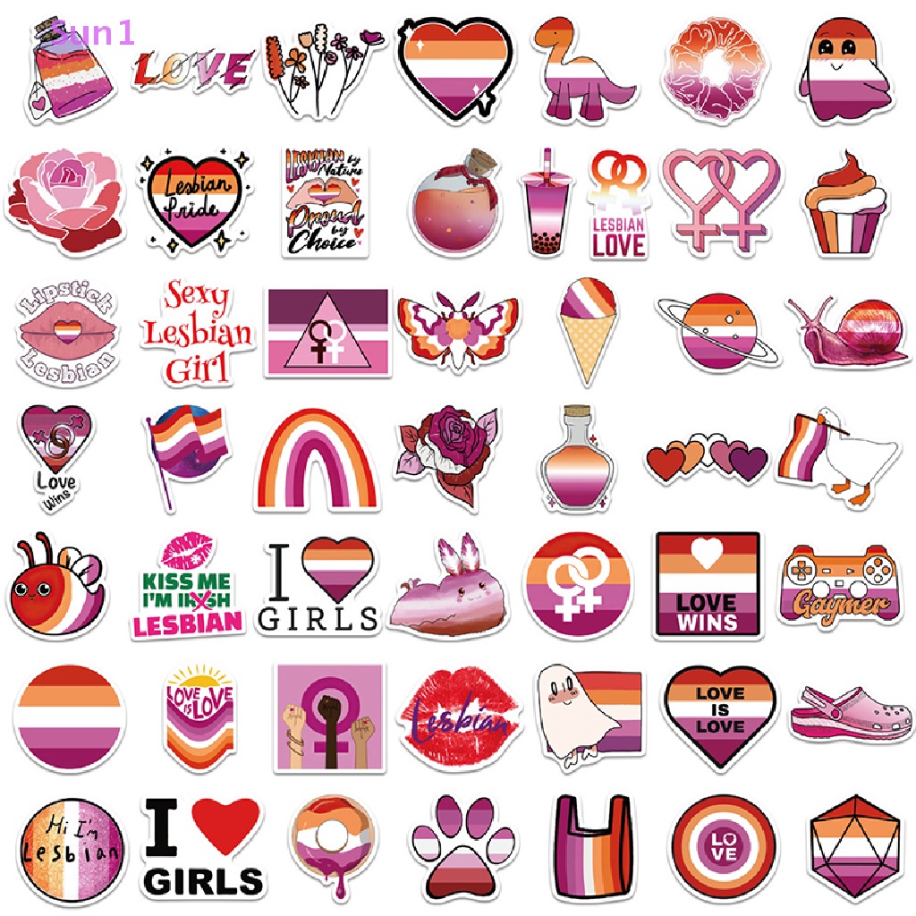Bộ 50 Miếng Dán Nhiều Màu Sắc Dùng Trang Trí Laptop Vali Ván Trượt DIY Sun1 &gt; &gt; Lesbian