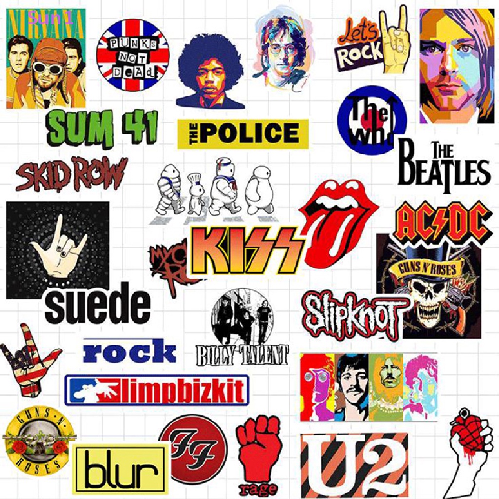 Set 50 Miếng Dán Trang Trí Laptop Ván Trượt Họa Tiết Graffiti Độc Đáo Sun1 >