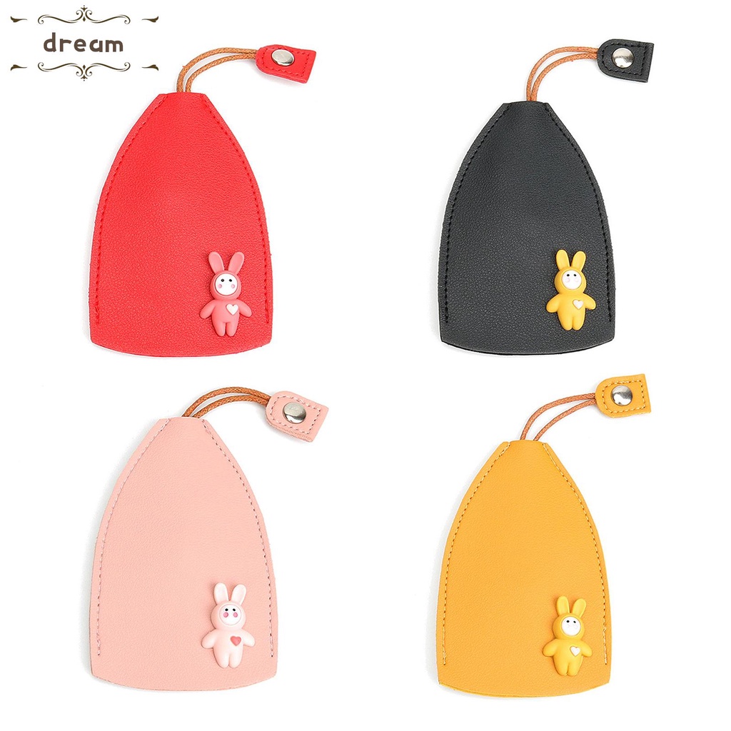 【DREAMLIFE】4 PCS PU Leather Creative Pull Out Cute Large Capacity Car/Key Case/Car Keychain