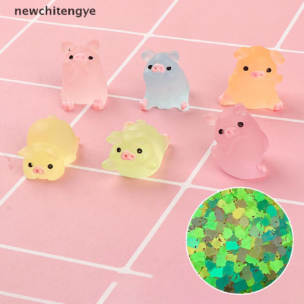 Set 6 Mô Hình Chú Heo Bằng Nhựa Phát Quang Trang Trí Tiểu Cảnh