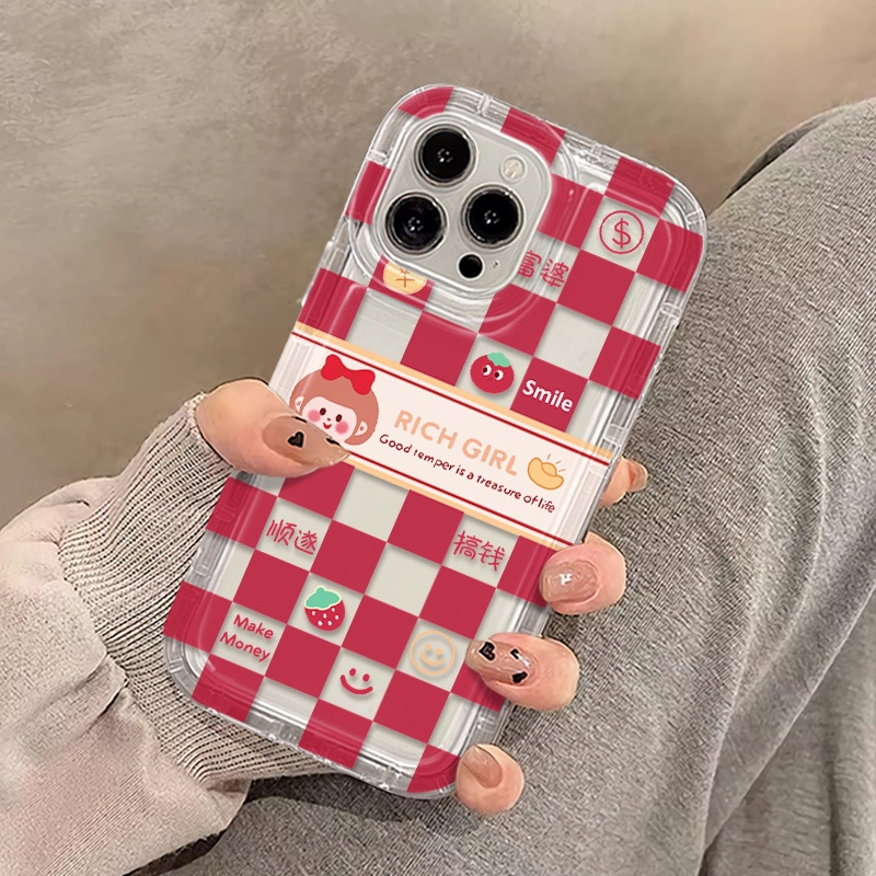 Ốp Điện Thoại Silicon TPU Mềm Trong Suốt Họa Tiết Ca Rô Dễ Thương Cho IPhone 14 13 12 11 Pro XS Max X XR 7 8 Plus
