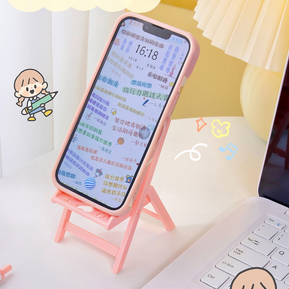 Giá Đỡ Điện Thoại Để Bàn Màu Kẹo Ngọt Họa Tiết Hoạt Hình Sáng Tạo