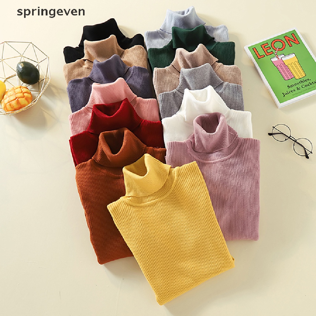 Áo Sweater Dệt Kim Tay Dài Cổ Lọ Ôm Dáng Thời Trang Cho Nữ