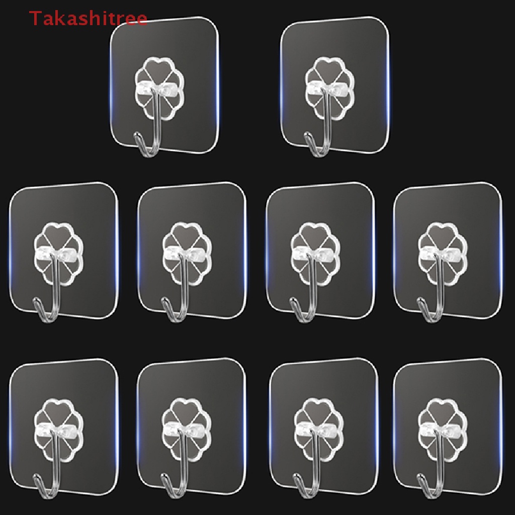 Set 10 Móc Treo Đồ Dán Tường Bằng Thép Không Gỉ Trong Suốt