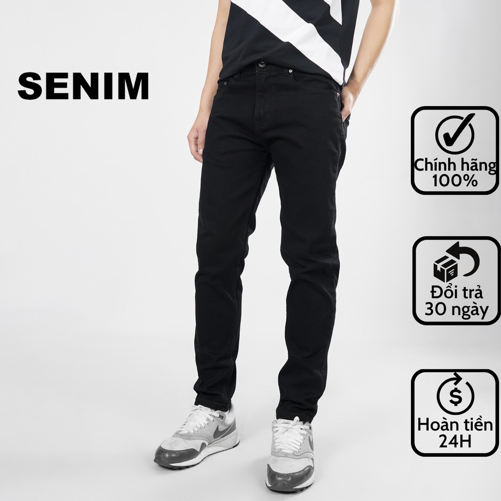 Quần jean nam SENIM, Quần bò vải Denim co giãn, form slimfit, quần jean đen S401