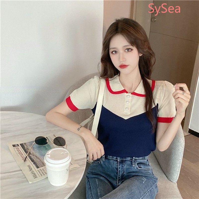 Áo Dệt Kim Lưng Cao Thời Trang Mùa Hè Hàn Quốc Cho Nữ