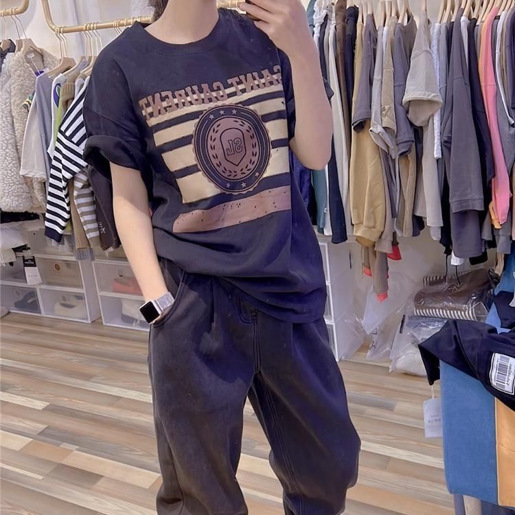 Áo Thun 100% Cotton Tay Ngắn Dáng Rộng Plus Size Phong Cách Phương Tây Thời Trang Xuân Thu 2023 Cho Nữ