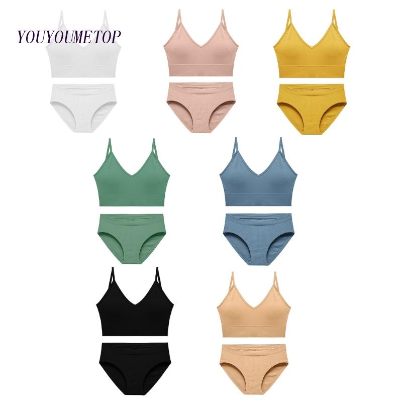 Youyo Set Áo Lót Không Gọng Không Đường May Và Quần Lót Gợi Cảm Cho Nữ