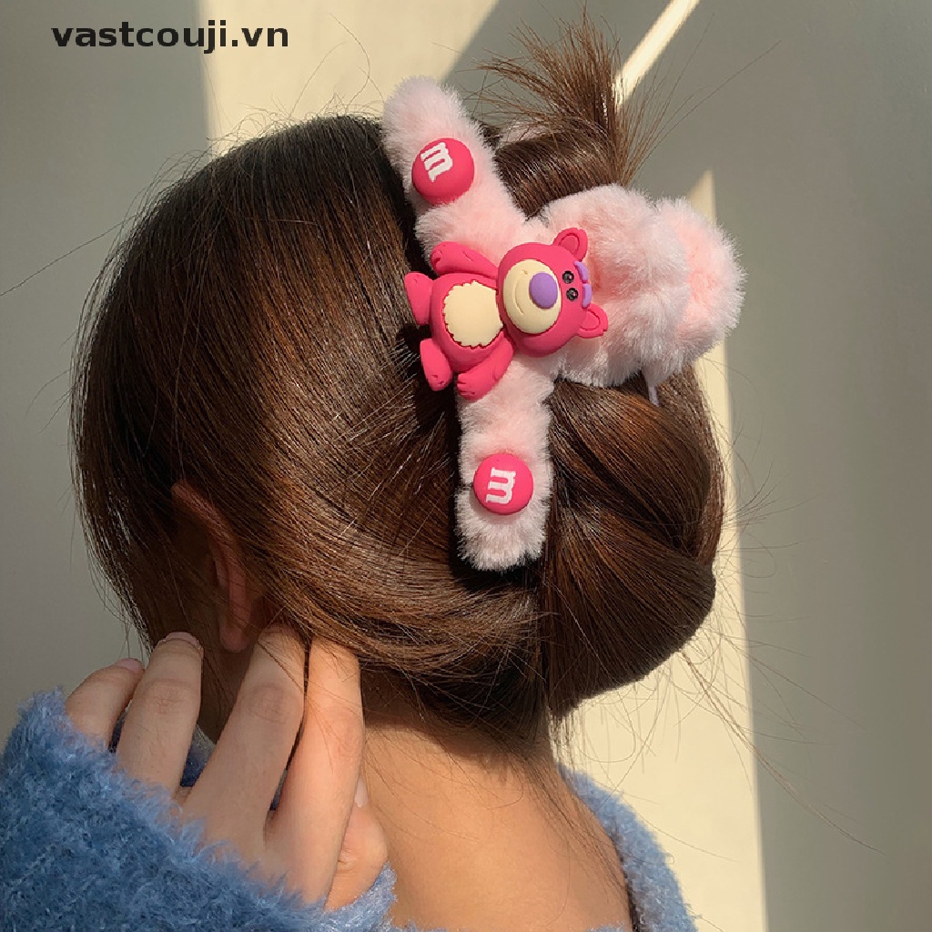 Băng Đô Cài Tóc Ba Chiều Hình Gấu Dâu Tây VASTJI Dễ Thương