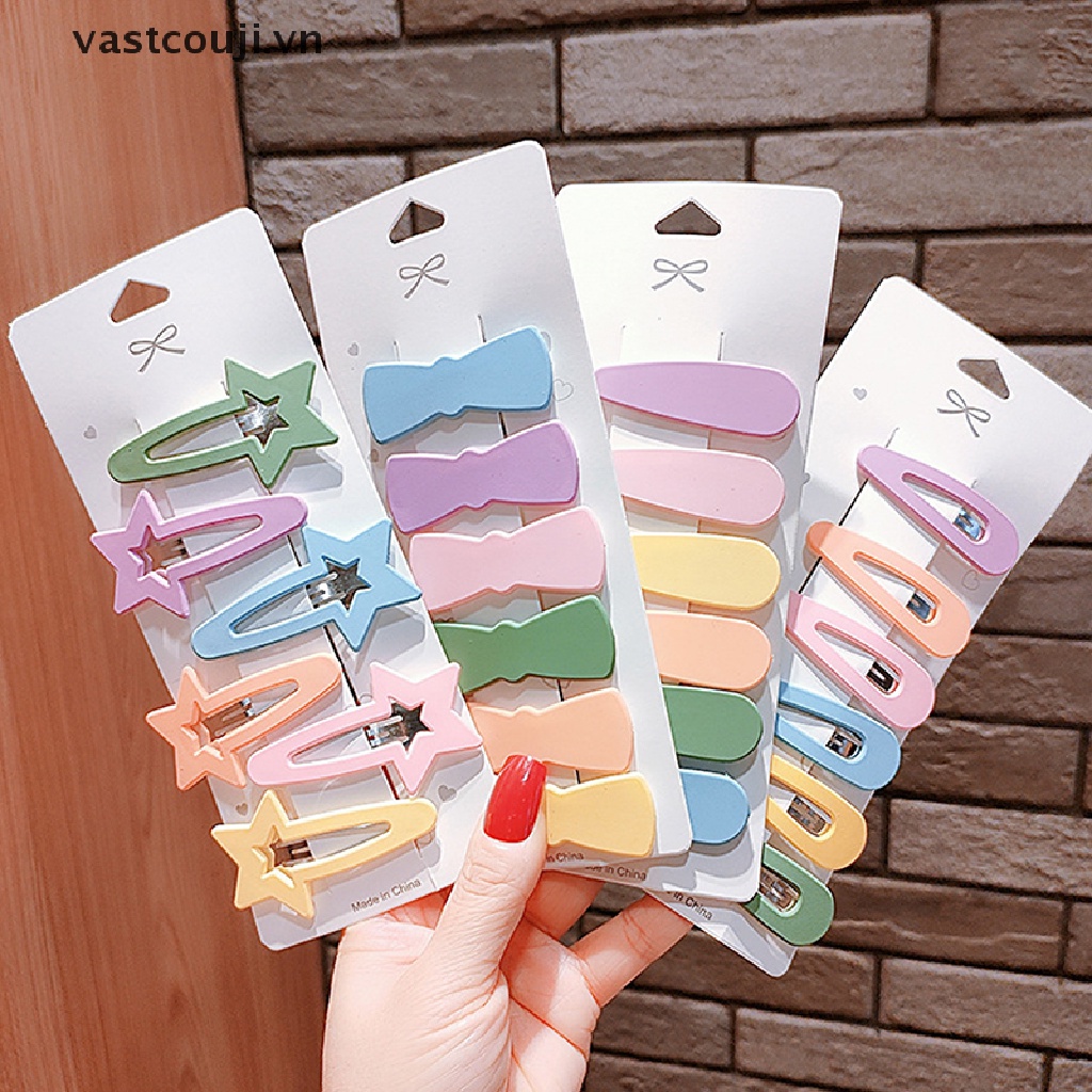 Set 6 Kẹp Tóc Màu Kẹo Kiểu Dáng Thời Trang