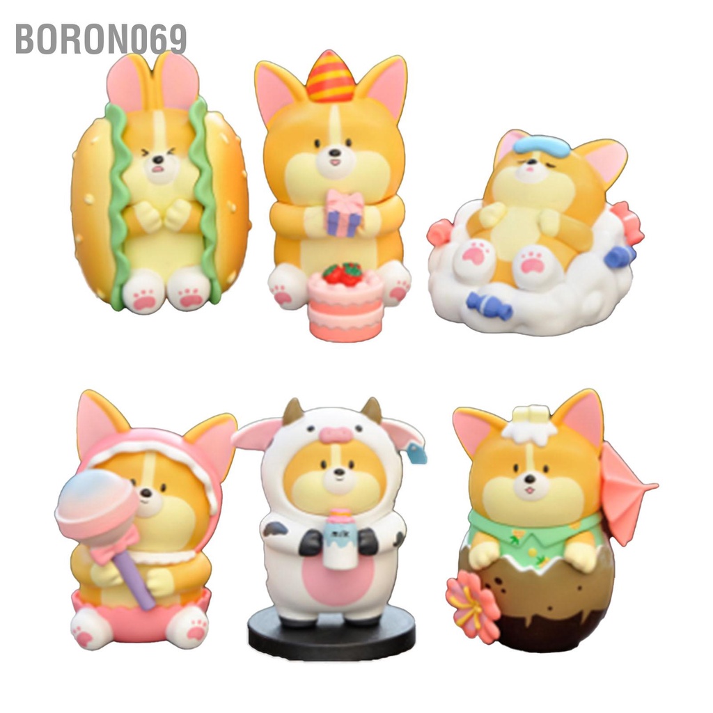 Boron069 6 Cái Hoạt Hình Đồ Chơi Tinh Tế Dễ Thương Món Quà Ngọt Ngào Trẻ Em Bộ Mô Cho Xe Hơi Gia Đình