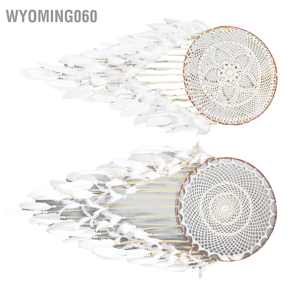 Wyoming060 Chuông gió lông vũ màu be Trang trí cổ điển thủ công mạnh mẽ đẹp mắt cho ban