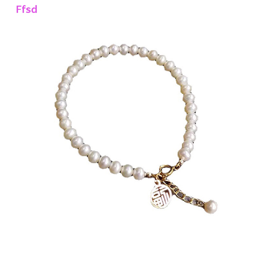 {Ffsd} Vòng Tay Chuỗi Hạt Ngọc Trai Giả Bằng Đồng Rỗng Thanh Lịch Có Thể Điều Chỉnh Phối Tua Rua Dài May Mắn Cho Nữ