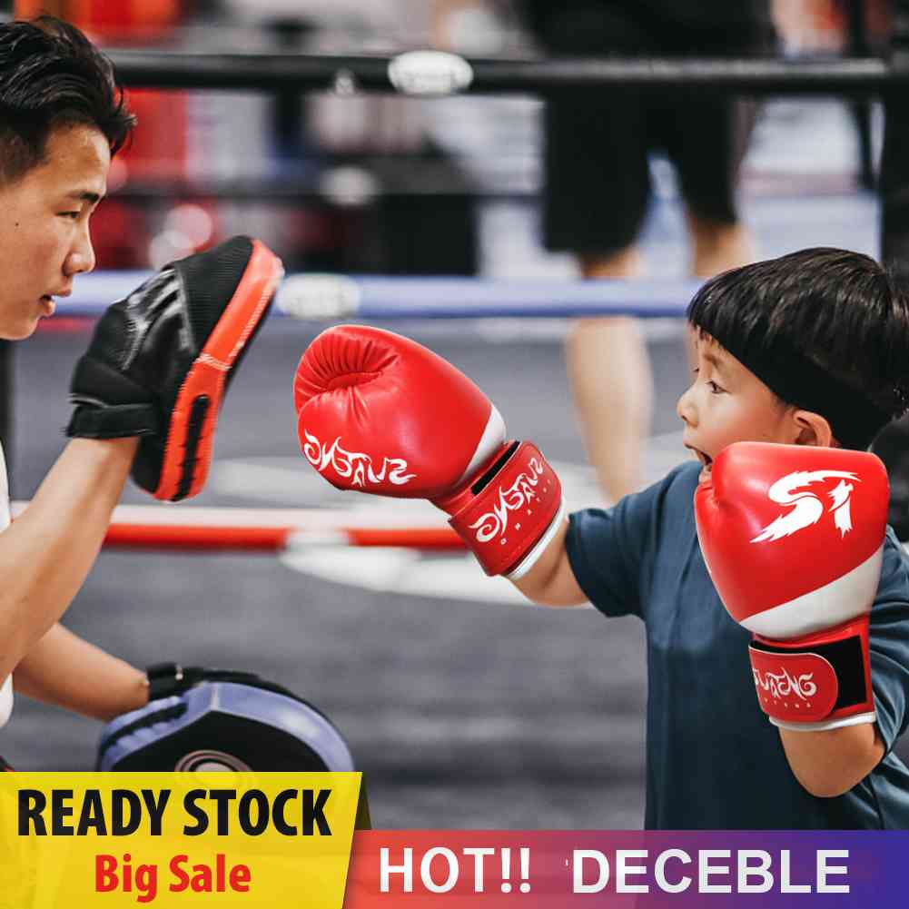 1 Pair Sports Protection PU Leather Kids Boxing Gloves Sanda Training Equipment