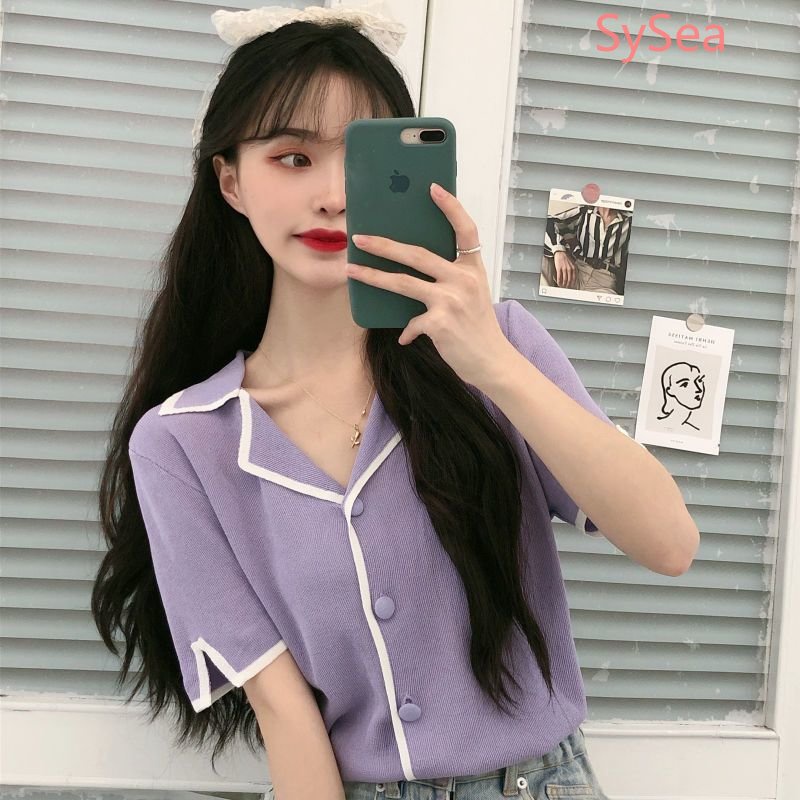 Áo Sơ Mi Ngắn Cổ Chữ V Thời Trang Mùa Hè Cho Nữ