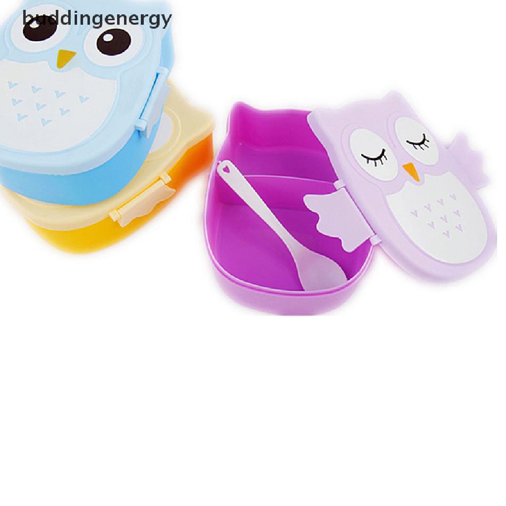 {BUDDI} Hộp Đựng Thức Ăn Trưa Di Động Hình Cú Hoạt Hình Có Muỗng Cho Hoạt Động Ngoài Trời {BUDDI}