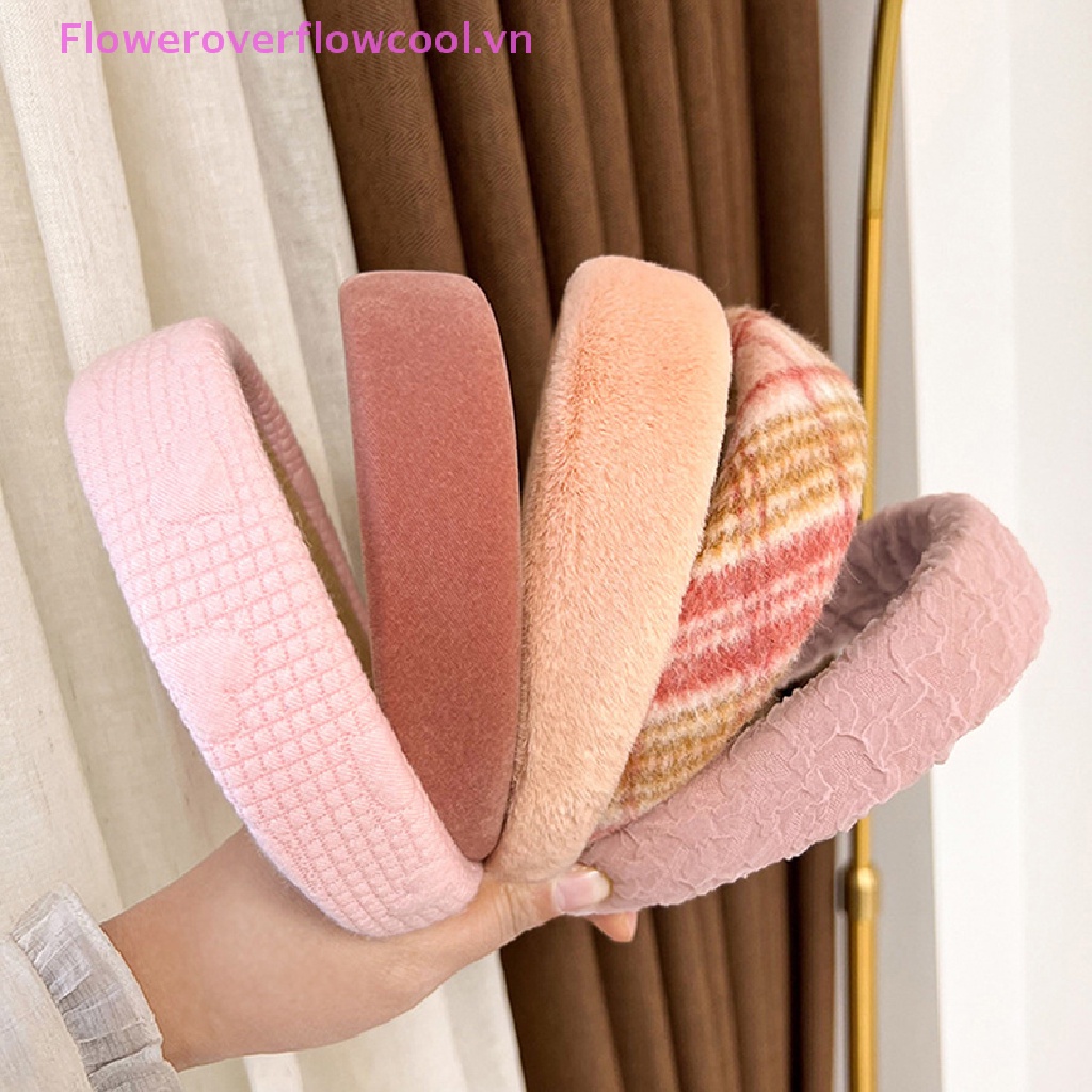 Băng Đô Cài Tóc Bản Rộng Màu Trơn Thời Trang Cho Nữ