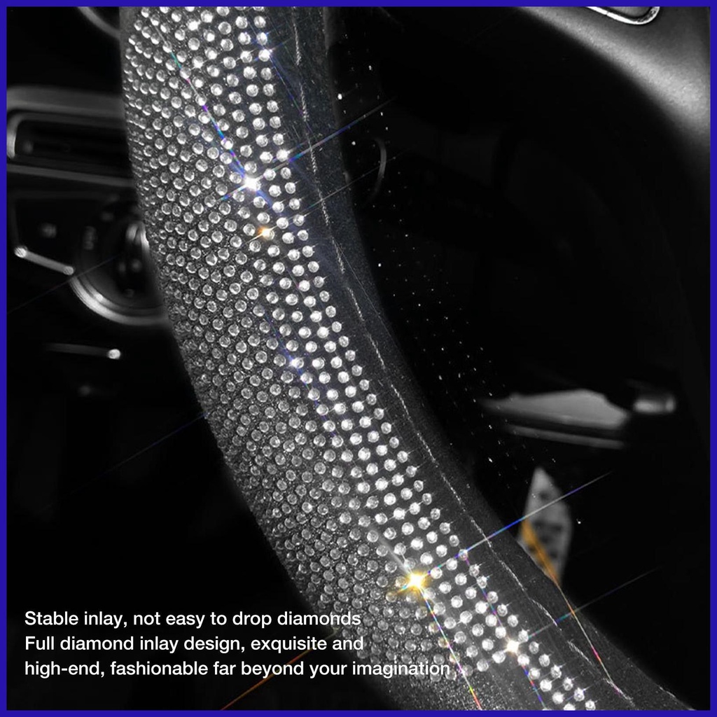 Vỏ Bọc Vô Lăng Xe Hơi Bằng Sợi Carbon Đính Đá Lấp Lánh Sang Trọng