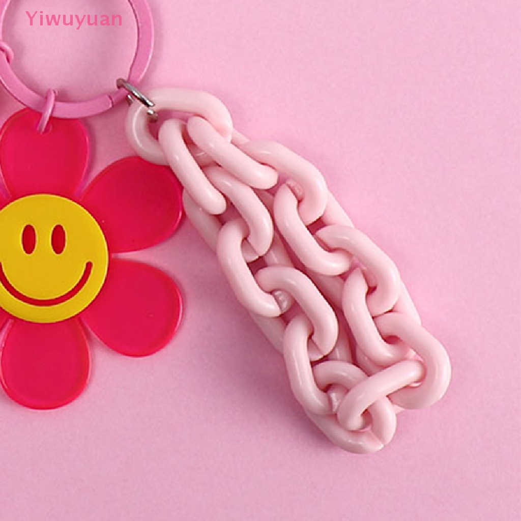 Móc Chìa Khóa Hình Hoa Hướng Dương Mặt Cười Bằng Acrylic Dễ Thương