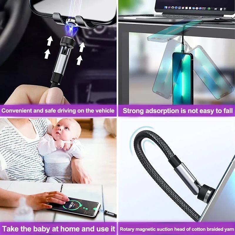 Dây Cáp Sạc / Truyền Dữ Liệu USB Xoay 540 Độ Dài 1m Thiết Kế Nhỏ Gọn Tiện Dụng Cho Điện Thoại Di Động