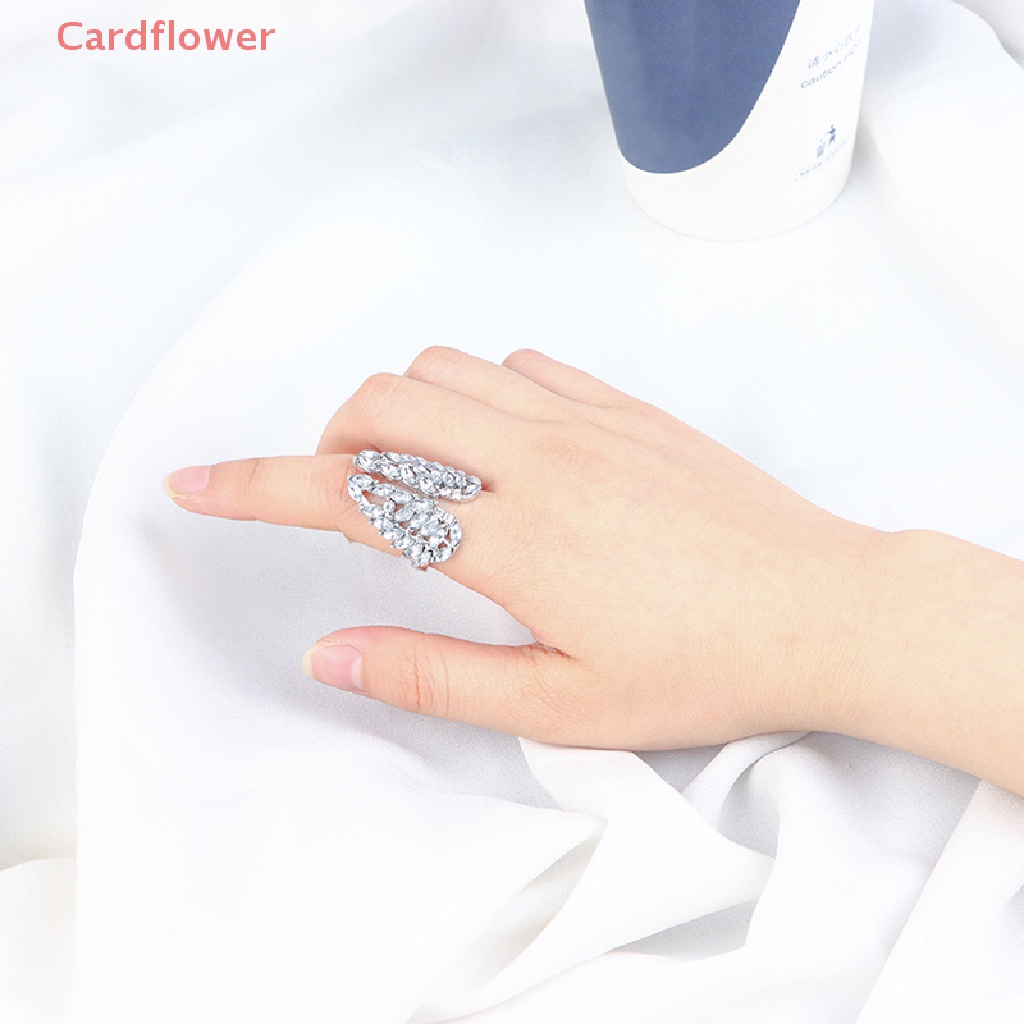 Nhẫn Hở Hình Lông Vũ Có Thể Điều Chỉnh Kích Cỡ Thời Trang < Cardflower > Mới