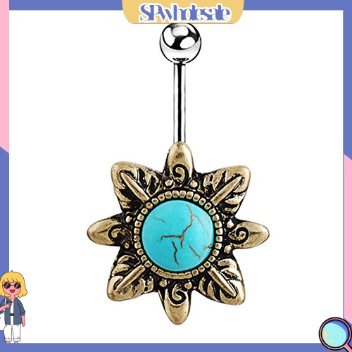 <SPwholesale> Khuyên Rốn Hình Hoa Hướng Dương Đính Đá Turquoise Phong Cách Retro < SPwholesale >