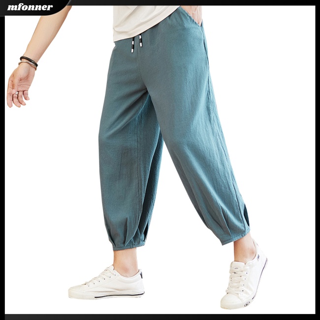 Quần Dài Vải Lanh Cotton Màu Sắc Đơn Giản Cho Nam