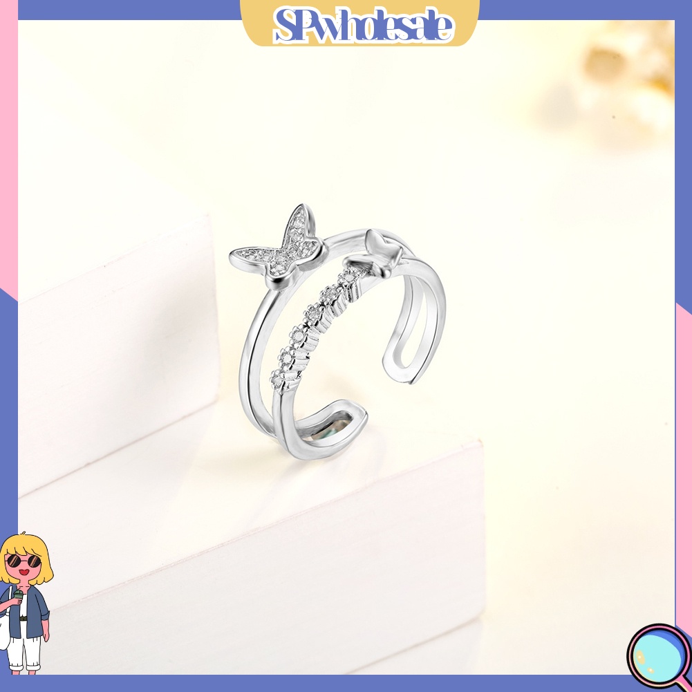 <SPwholesale> Nhẫn Hở Hình Bướm Ngọt Ngào Thời Trang Có Thể Điều Chỉnh Cho Nữ
