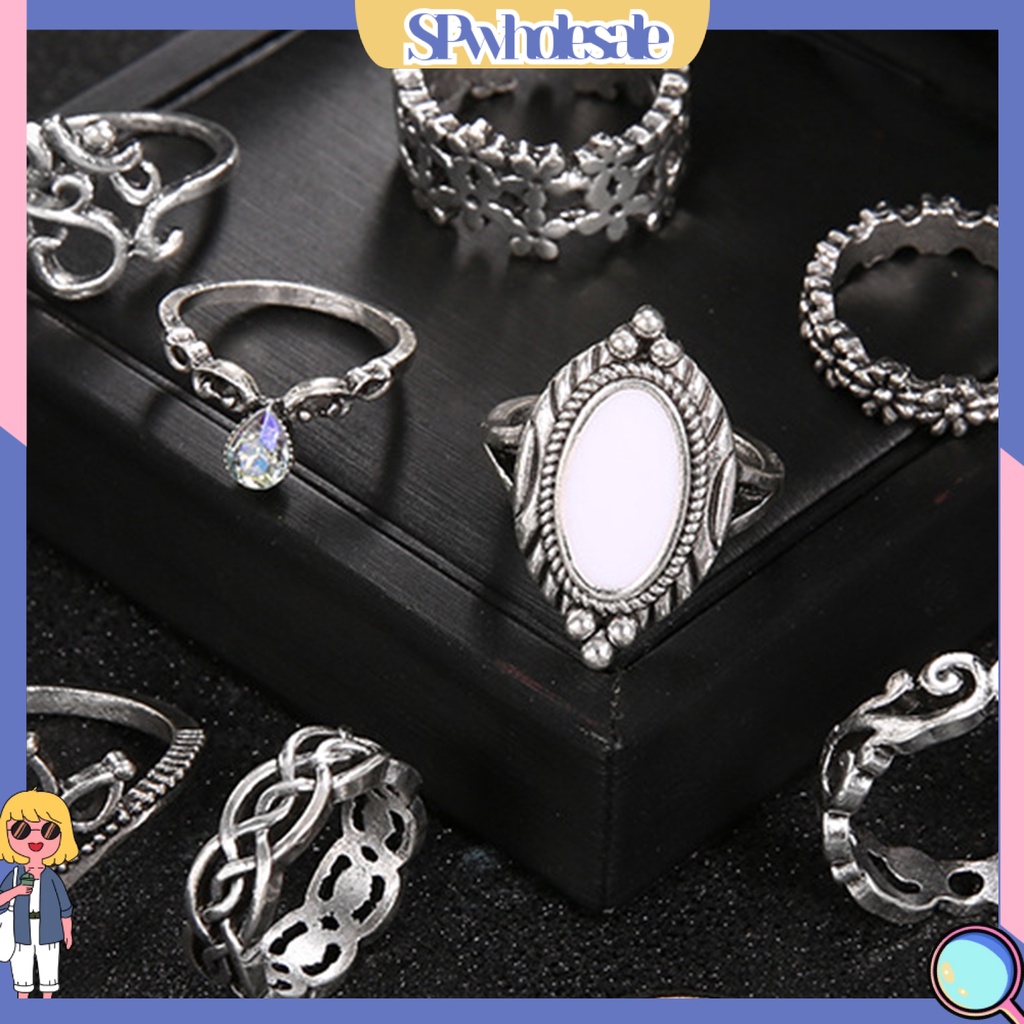 <SPwholesale> Set 10 Nhẫn Đeo Khớp Ngón Tay Phong Cách Bohemian