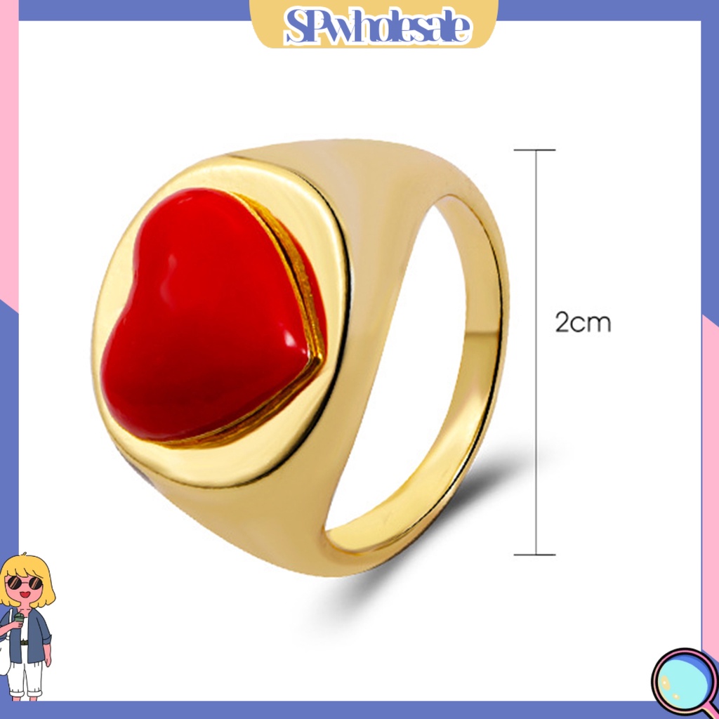 <SPwholesale> Nhẫn Mạ Điện Hình Học Tráng Men Hình Trái Tim Tráng Men Quyến Rũ Quà Tặng Trang Sức Hàng Ngày Cho Nữ