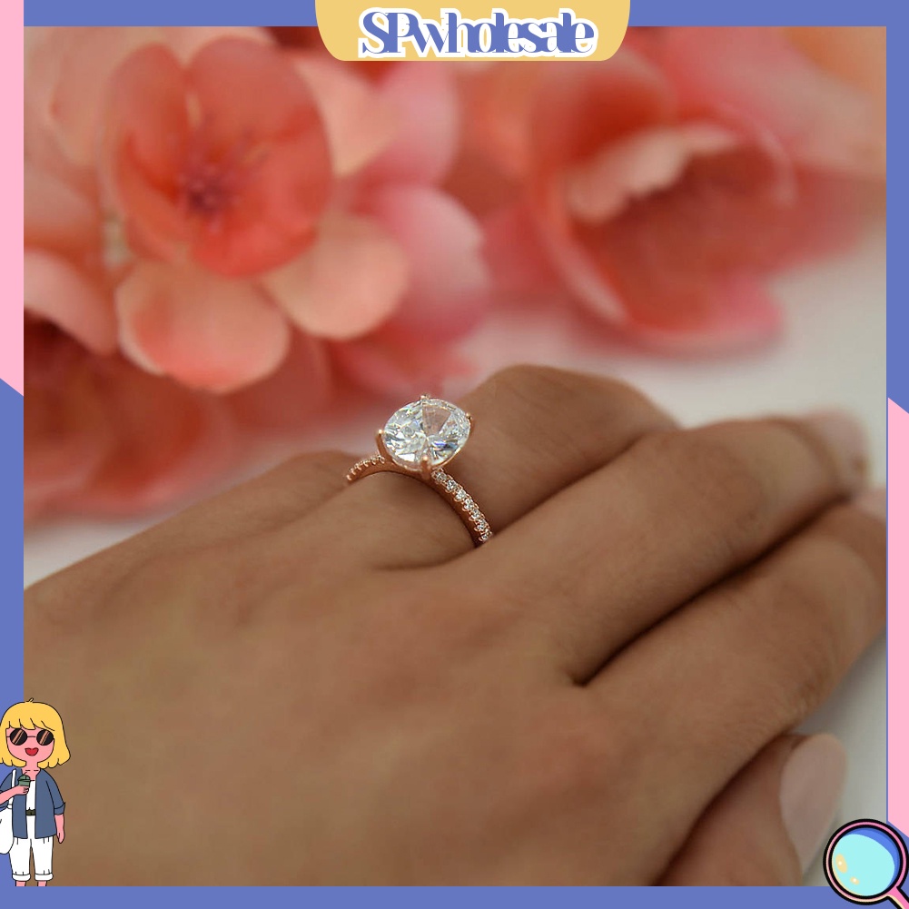 &lt;SPwholesale&gt; Nhẫn Đính Đá Zircon Hình Quả Trứng Sáng Tạo Cho Nữ
