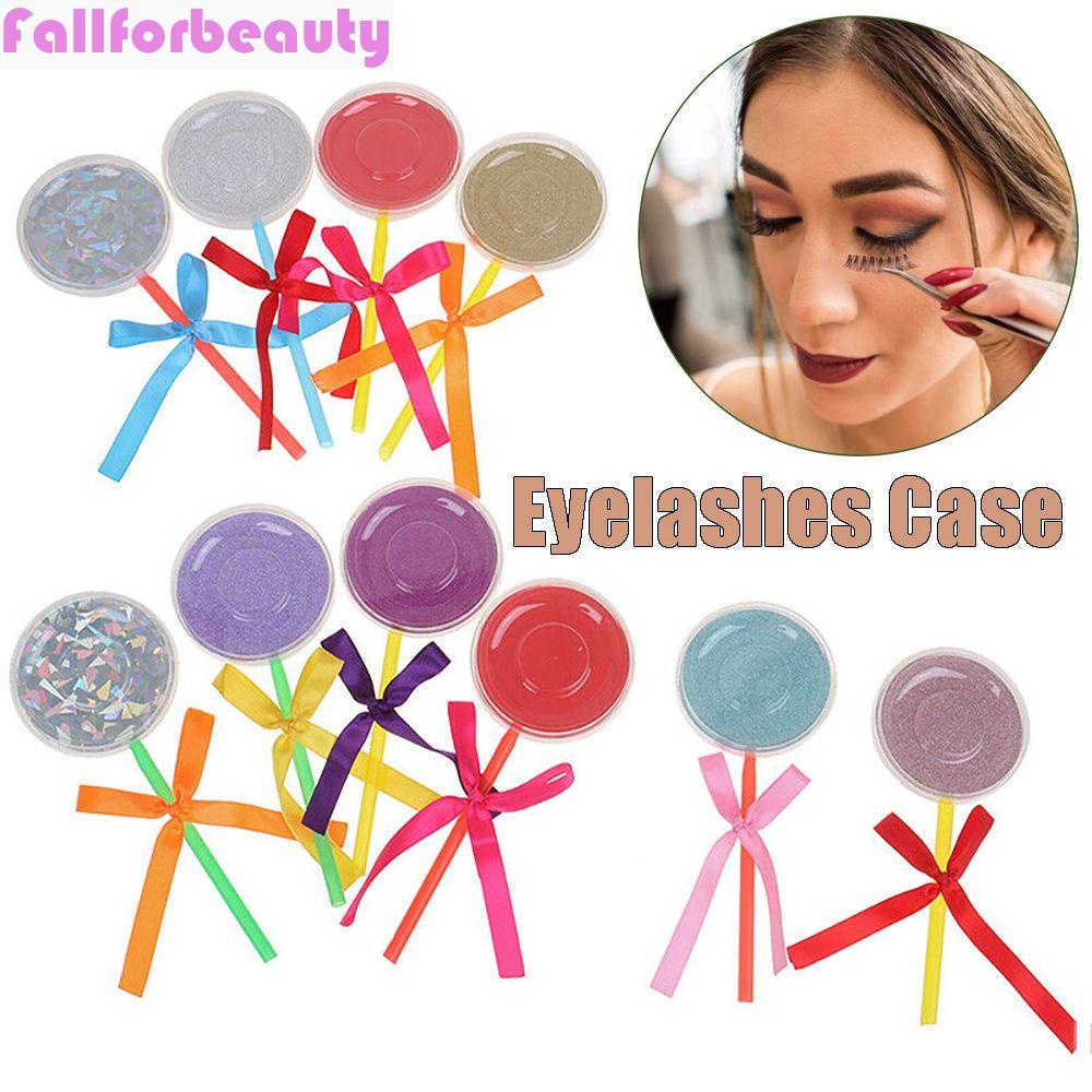 Hộp Đựng Lông Mi Giả Bằng Nhựa Trong Suốt Hình Kẹo Mút Thắt Nơ