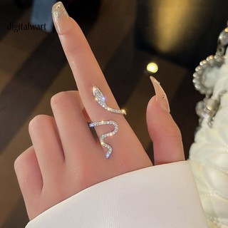 Kỹ Thuật Số| Nhẫn Hình Rắn Đính Đá Lấp Lánh Quyến Rũ Thời Trang