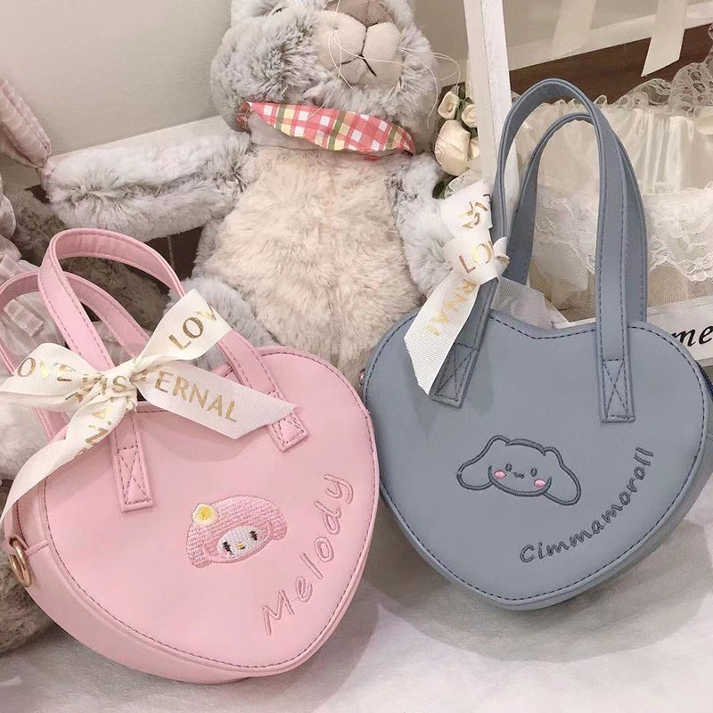 Túi đeo chéo vai YAZHOULONG mềm mại họa tiết chó mèo Kuromi Kitty phong cách Nhật Bản dễ phối đồ cho học sinh