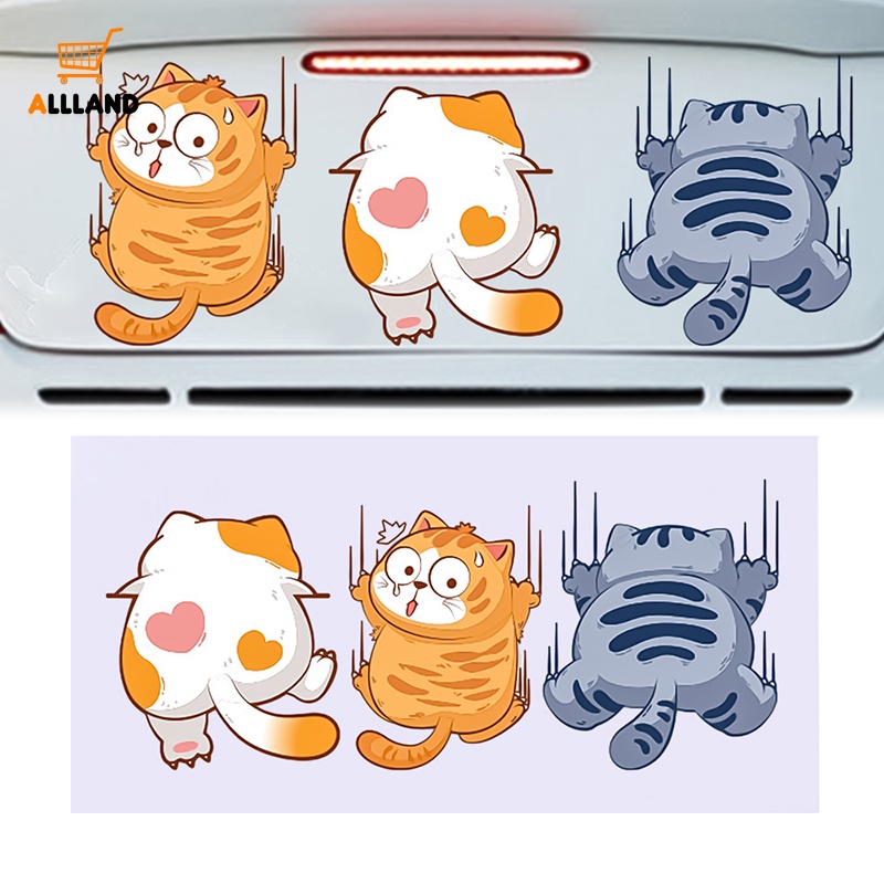 Miếng Dán PVC Hình Mèo Hoạt Hình 3 Kích Cỡ S / M / L Trang Trí Xe Hơi
