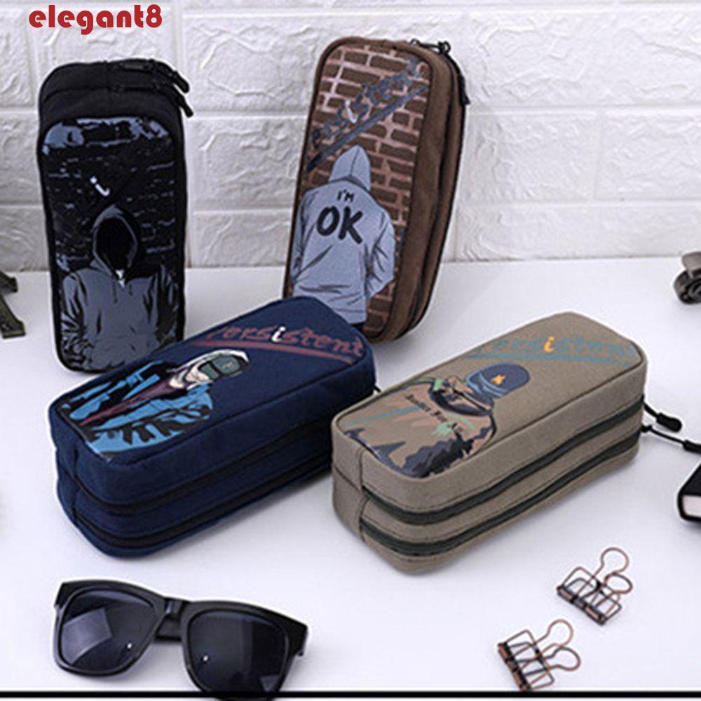 Ví Đựng Bút Chì Hai Ngăn Họa Tiết Hoạt Hình Dễ Thương