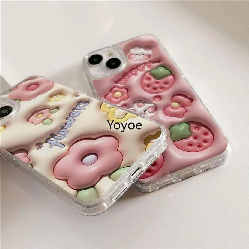 Ốp Điện Thoại Silicon Mềm Viền Khung Chống Sốc Họa Tiết Hoa 3D Lấp Lánh Cho iPhone 14 13 12 Pro Max Plus 2023