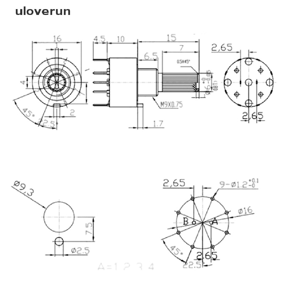 1 Chiếc Công Tắc Trục Tròn 1 / 2 Cực 3 / 4 / 5 / 6 / 8 SR16 16mm DC60V 0.3A 15mm