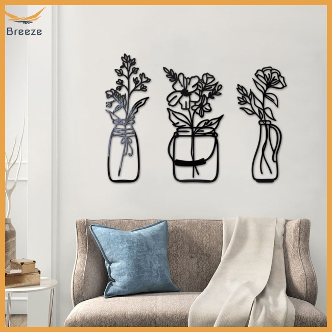 Bộ 3 Miếng Dán Tường Trang Trí Tráng Gương Acrylic Hình Lọ Hoa 3d Rỗng Tự Dính Trang Trí Nhà Cửa