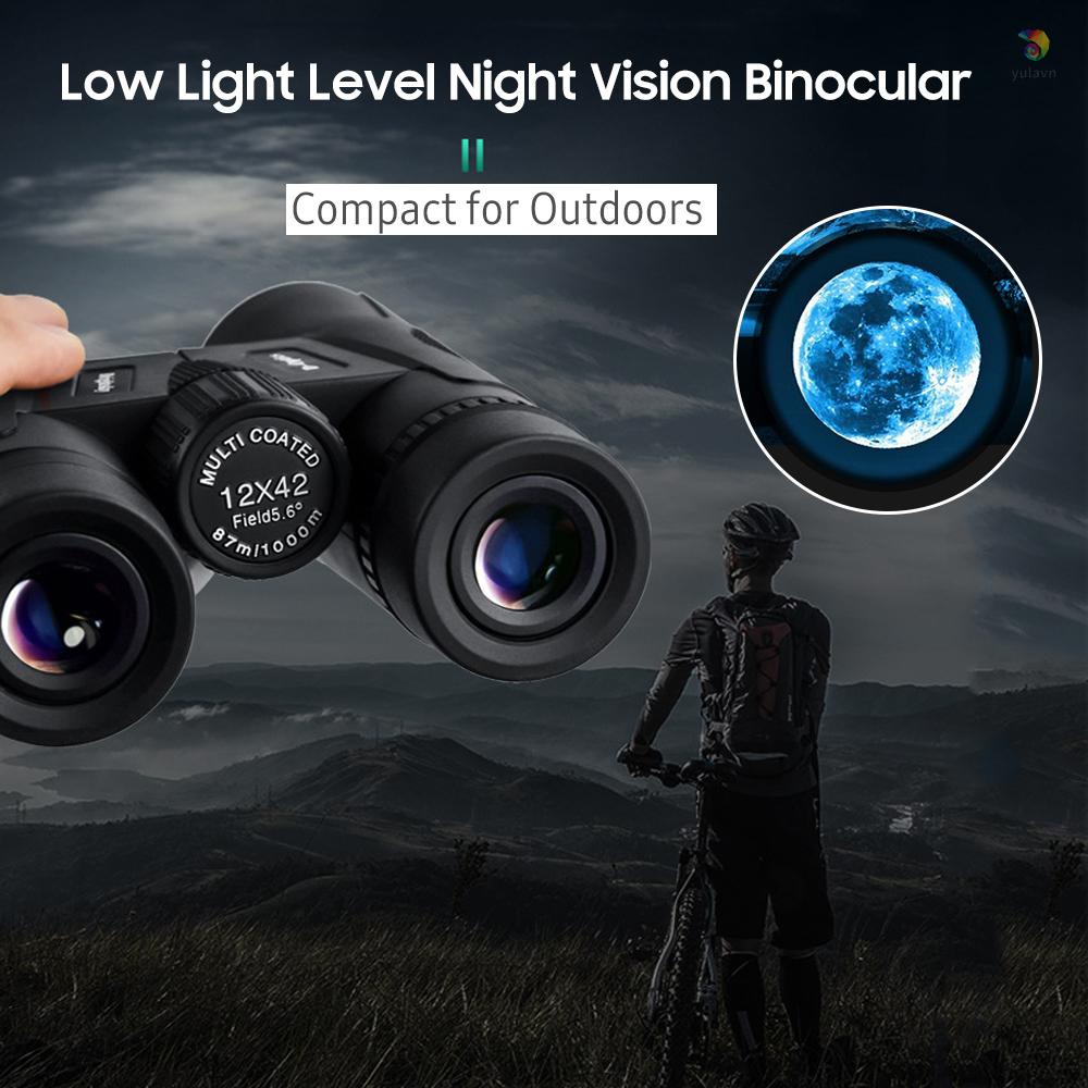 Ống Nhòm 12X42 HD Tầm Nhìn Ban Đêm BAK4 Có Vòng Nhẫn Dành Cho Chim Săn Bắn