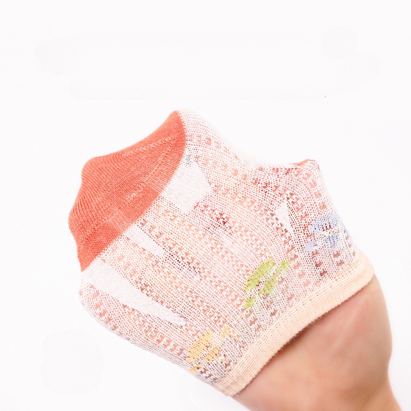 Set 4 đôi vớ KOKOROCARE YSZ-73 vải lưới họa tiết mèo cam dễ thương mùa hè cho bé trai và bé gái 1 tháng-5 tuổi