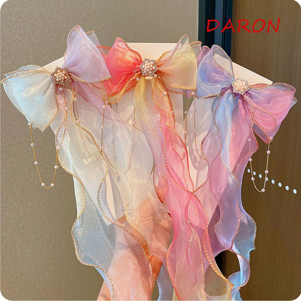 Kẹp Tóc Ruy Băng Dài Màu Cầu Vồng Dễ Thương Cho Bé Gái