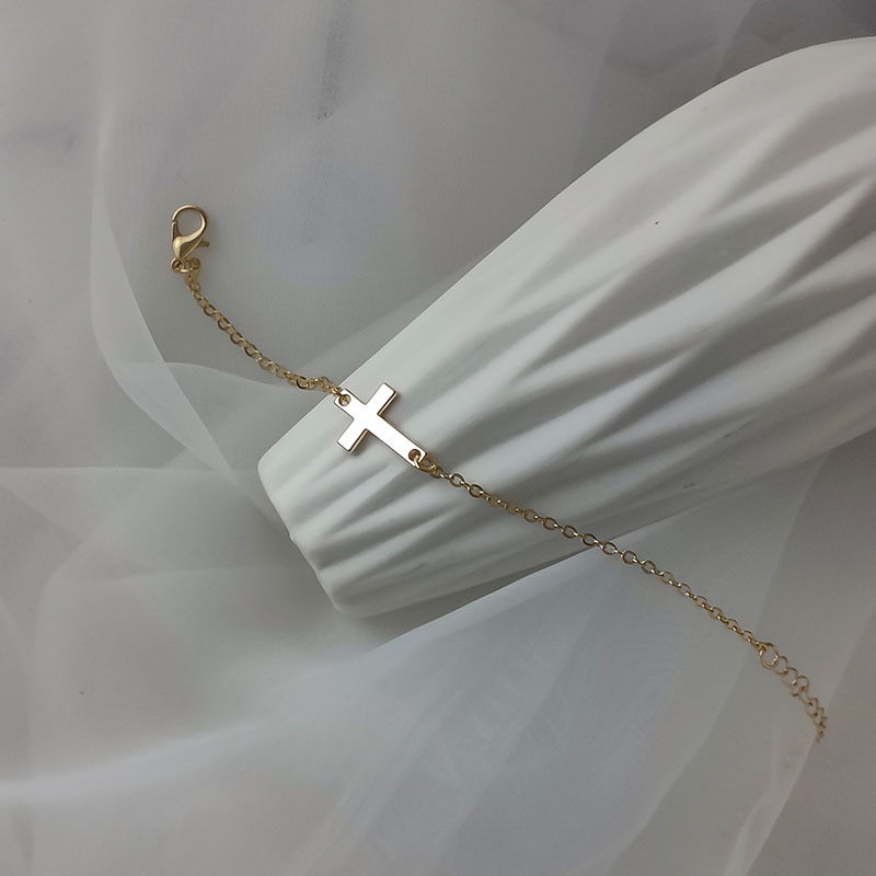 Vòng Tay Chuỗi Hạt Đơn Giản Mặt Thánh Giá Thời Trang Cho Nữ